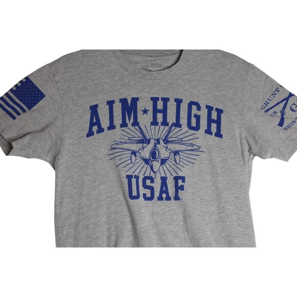Grunt Style Grey Aim HIgh USAF Air Force Tee Shirt Mens Small - Picture 1 of 4